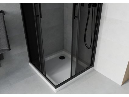 MEXEN/S - Rio sprchový kout čtverec 80x80, grafit, černá + bílá vanička se sifonem 860-080-080-70-40-4010B