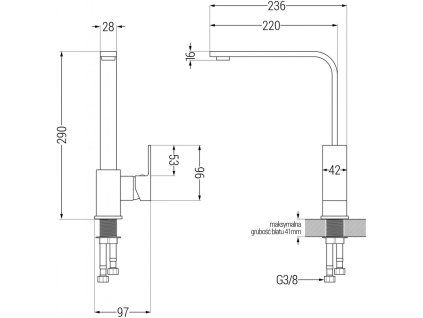 MEXEN/S - Tomas granitový dřez 2-bowl včetně baterie Rita, šedá 6516-71-670300-00
