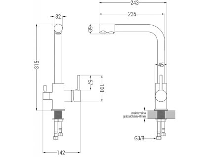 MEXEN/S - Tomas granitový dřez 2-bowl včetně baterie Duero, šedá 6516-71-671600-00