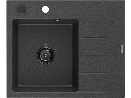 MEXEN/S - Ben granitový dřez 1 s odkapávačem levý 600 x 500 mm, černá kropenatá, sifon černá 6522605000-76-B