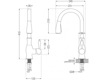 MEXEN/S - Cesar granitový dřez 1 s odkapávačem včetně baterie Savita, šedá 6514-71-672601-71