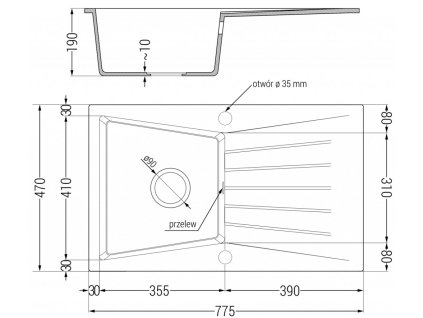 MEXEN/S - Cesar granitový dřez s odkapávačem včetně baterie Aster, šedá 6514-71-73450-07