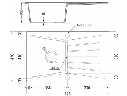 MEXEN/S - Cesar granitový dřez 1-miska s odkapávačem včetně baterie Flora, šedá 6514-71-670401-06