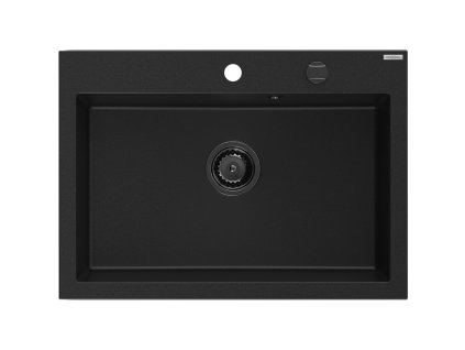 MEXEN/S - Elix granitový dřez 1-miska 700 x 500 mm, černá, sifon černá 6526701005-77-B