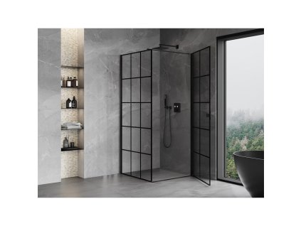 MEXEN/S - Mist-B sprchový kout dveře křídlové pravá 100 x 100, černá kratka, černá 8A2T-100-100-70-77-P