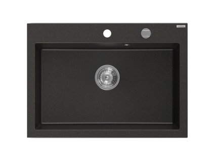 MEXEN - Elix granitový dřez 1-miska 700 x 500 mm, černá/zlatá metalik, sifon chrom 6526701005-75