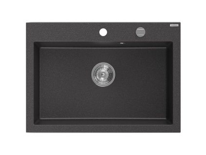 MEXEN - Elix granitový dřez 1-miska 700 x 500 mm, černá kropenatá, sifon chrom 6526701005-76