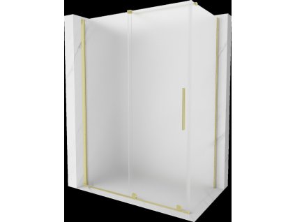 MEXEN/S - Velar sprchový kout, posuvné dveře 160 x 100, dekor, zlato kartáčovaná 871-160-100-31-55