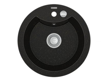 MEXEN - Diego granitový dřez 1-miska 488x480 mm, černá / kovové zlato 6512481000-75