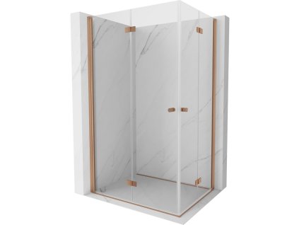 MEXEN/S - Mist-F Duo sprchový kout skládací dveře levá 90 x 75, transparent, měď kartáčovaná 8A6-090L-075P-65-00