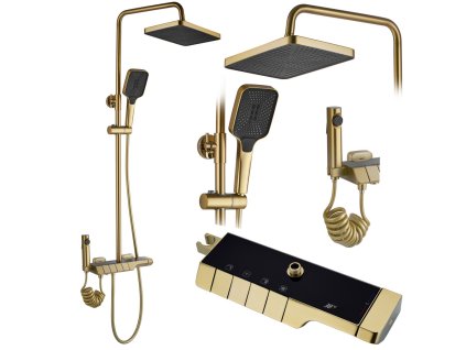 REA - Sprchový set s baterií 150mm Lungo termostat ROB kartáčovaná zlatá REA-P6623