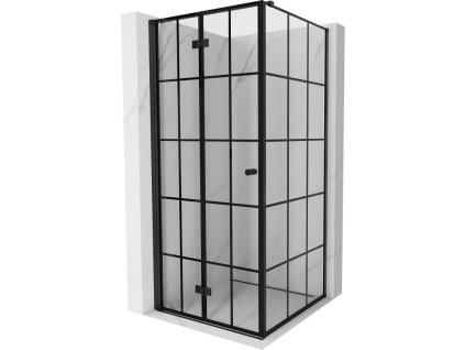 MEXEN/S - Mist-F sprchový kout skládací dveře levá 75 x 75, černá kratka, černá 8A6T-075-075-70-77-L