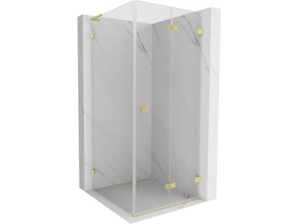 MEXEN/S - Lunar-F L sprchový kout skládací dveře pravá 90 x 90, transparent, zlato kartáčovaná 836L-090-090-55-00-P