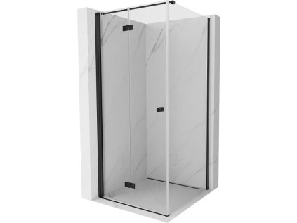 MEXEN/S - Mist-F sprchový kout skládací dveře levá 85 x 85, transparent, černá 8A6T-085-085-70-00-L