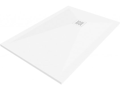 MEXEN/S - Stone+ obdélníková sprchová vanička 100 x 70, bílá, mřížka bílá 44107010-W