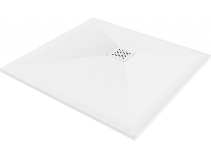 MEXEN/S - Stone+ čtvercová sprchová vanička 90 x 90, bílá, mřížka bílá 44109090-W