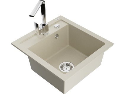 MEXEN/S - Vito granitový dřez 1-miska včetně baterie Rita, béžová 6503-69-670300-00