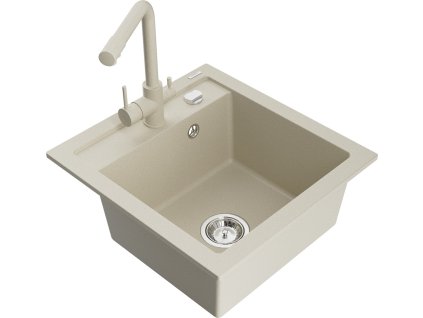MEXEN/S - Vito granitový dřez 1-miska včetně baterie Duero, béžová 6503-69-671600-69