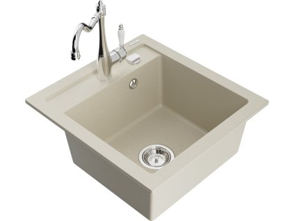 MEXEN/S - Vito granitový dřez 1-miska včetně baterie Carla, béžová 6503-69-670700-00