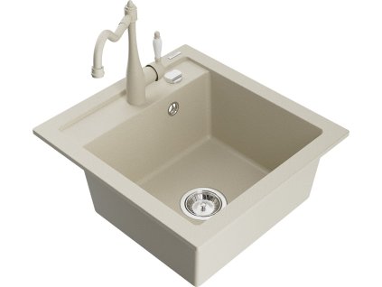 MEXEN/S - Vito granitový dřez 1-miska včetně baterie Carla, béžová 6503-69-670700-69