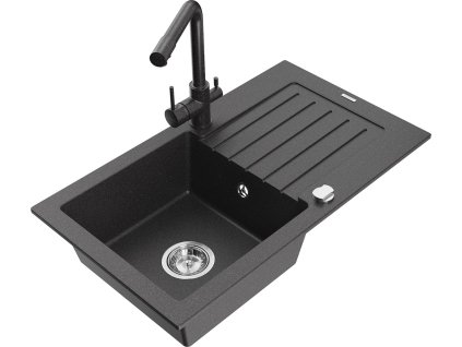 MEXEN/S - Pablo granitový dřez 1-miska včetně baterie Duero, černá kropenatá 6510-76-671600-76