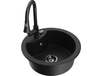 MEXEN/S - Diego granitový dřez 1-miska včetně baterie Elia, černá 6512-77-670101-70-B