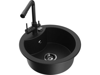 MEXEN/S - Diego granitový dřez včetně baterie Duero, černá 6512-77-671600-70-B