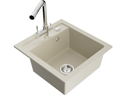 MEXEN/S - Vito granitový dřez 1-miska včetně baterie Duero, béžová 6503-69-671600-00