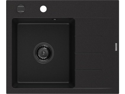 MEXEN/S - Ben granitový dřez 1 s odkapávačem levý 600 x 500 mm, černá, sifon černá 6522605000-77-B