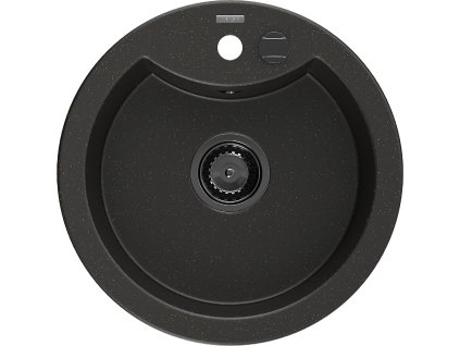 MEXEN/S - Diego granitový dřez 1 488 x 480 mm, černá/zlatý metalik, + černý sifon 6512481000-75-B