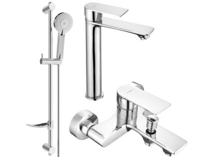 MEXEN/S - Royo DF40 Set umyvadlové a vanové baterie s příslušenstvím, chrom 72213DF40-00