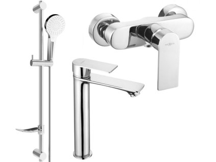 MEXEN/S - Royo DF05 Set umyvadlové a sprchová baterie s příslušenstvím, chrom 72214DF05-00