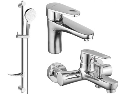 MEXEN/S - Kama DF05 Set umyvadlové a vanové baterie s příslušenstvím, chrom 72503DF05-00