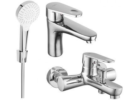 MEXEN/S - Kama R05 Set umyvadlové a vanové baterie s příslušenstvím, chrom 72503R05-00