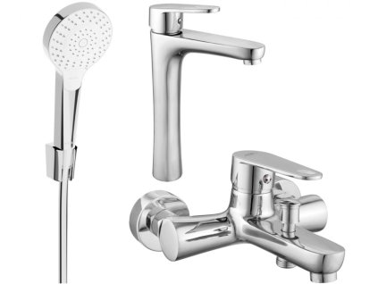 MEXEN/S - Kama R05 Set umyvadlové a vanové baterie s příslušenstvím, chrom 72513R05-00