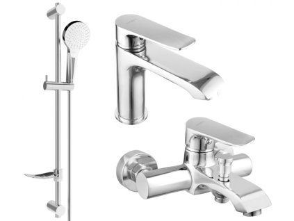 MEXEN/S - Pecos DF05 Set umyvadlové a vanové baterie s příslušenstvím, chrom 72703DF05-00