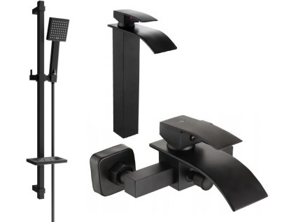 MEXEN/S - Aries DQ45 Set umyvadlové a vanové baterie s příslušenstvím, černá 744813DQ45-70
