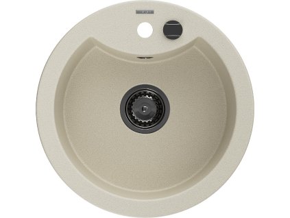 MEXEN/S - Diego granitový dřez 1 488 x 480 mm, béžová, + černý sifon 6512481000-69-B