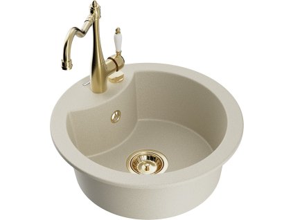 MEXEN/S - Diego granitový dřez 1-miska včetně baterie Carla, béžová 6512-69-670700-50