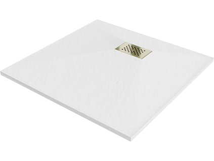 MEXEN/S - Hugo sprchová vanička SMC 90 x 90, bílá, krytka zlatá 42109090-G