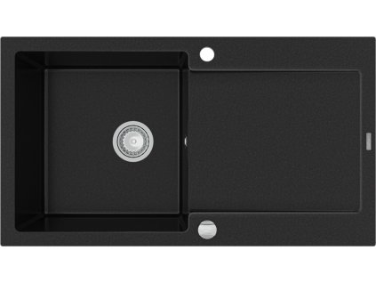MEXEN - Leo granitový dřez 1 s odkapávačem 900x500 mm, černá 6501901010-77