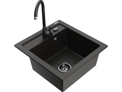 MEXEN/S - Vito granitový dřez včetně baterie Telma, černá/zlatá metalik 6503-75-670200-70-B