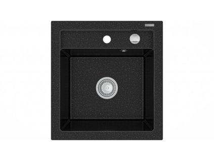 MEXEN - Vito granitový dřez 1 520x490 mm, černá / stříbrná metalíza 6503521000-73