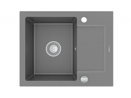 MEXEN - Enzo granitový dřez 1-mísa dřez s vypouštěním krátký odkapávač 576x465 mm, šedá 6506571005-71