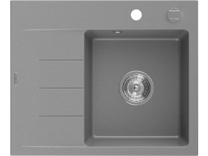 MEXEN - Ben granitový dřez 1 s odkapávačem pravý 600 x 500 mm, šedý, sifon chrom 6523605000-71