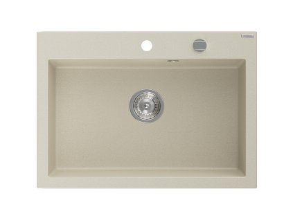 MEXEN - Elix granitový dřez 1-miska 700 x 500 mm, béžový, sifon chrom 6526701005-69