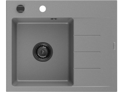 MEXEN/S - Ben granitový dřez 1 s odkapávačem levý 600 x 500 mm, šedý, sifon černá 6522605000-71-B