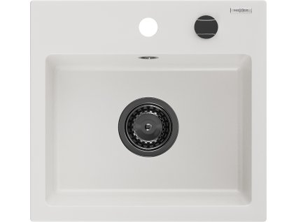 MEXEN/S - Milo granitový dřez 1 435 x 410 mm, bílá, + sifon grafit 6505441000-20-B