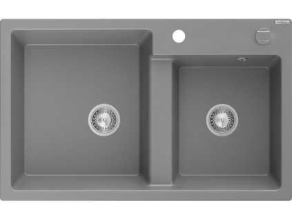 MEXEN - Tomas granitový dřez 2-bowl 800x500 mm, šedý, sifon chrom 6516802000-71