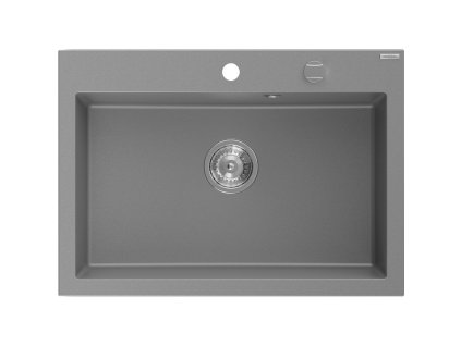 MEXEN - Elix granitový dřez 1-miska 700 x 500 mm, šedý, sifon chrom 6526701005-71